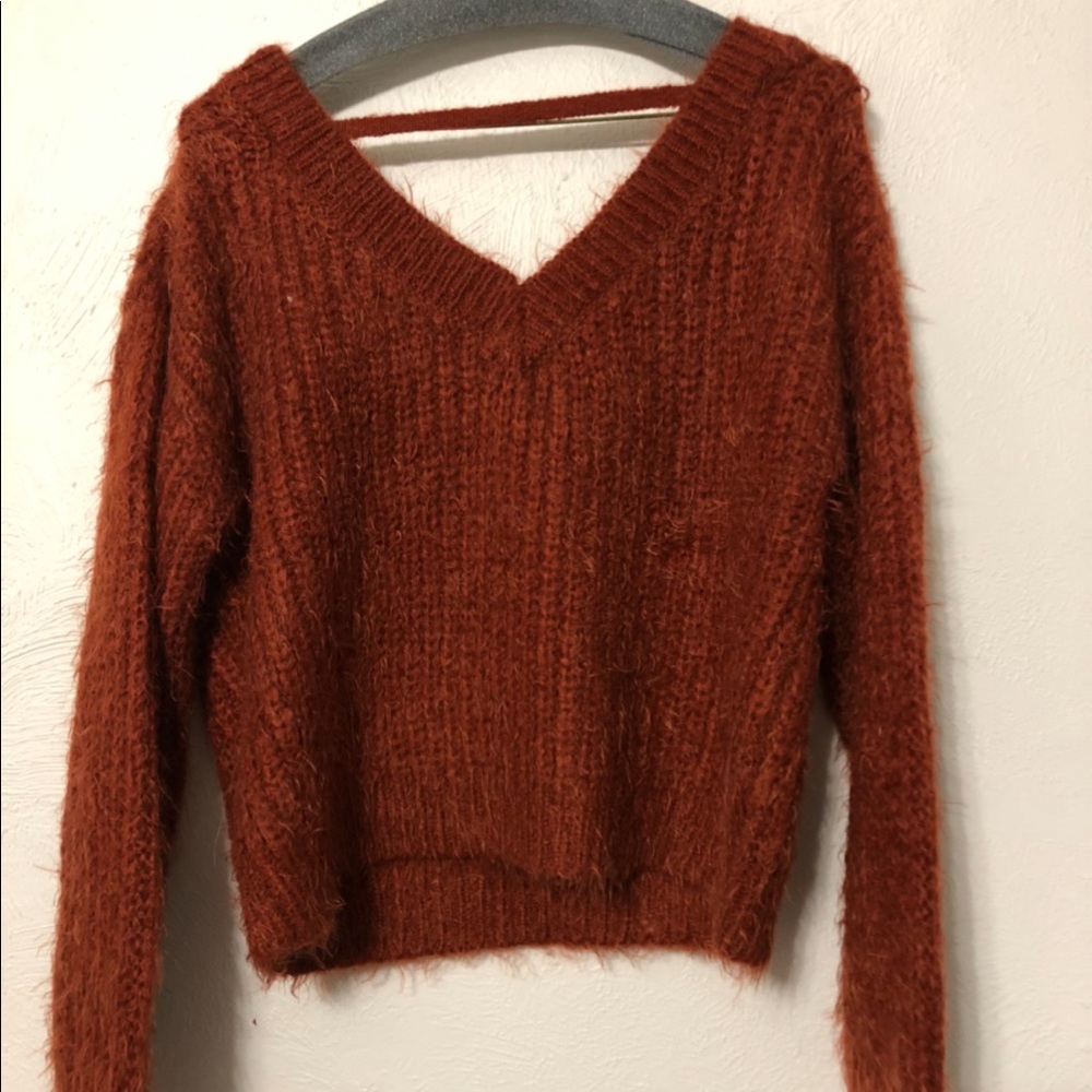 2 for $20⭐️ Burnt orange fuzzy cropped sweater